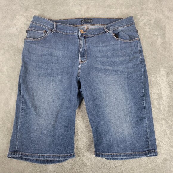 Lee Womens Shorts 20W Plus Medium Blue Denim Modern Series Comfy SHO25E - Picture 1 of 10